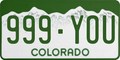 CO license plate 999YOU