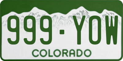 CO license plate 999YOW