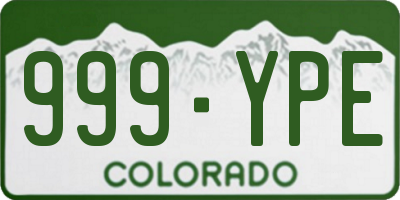 CO license plate 999YPE