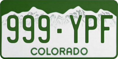 CO license plate 999YPF
