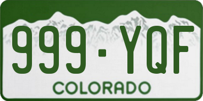 CO license plate 999YQF