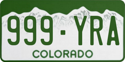 CO license plate 999YRA