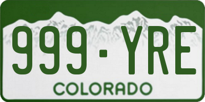 CO license plate 999YRE