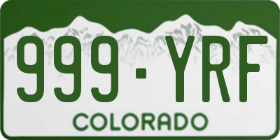 CO license plate 999YRF