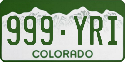 CO license plate 999YRI