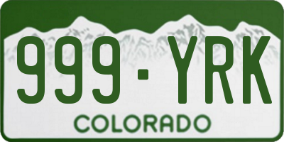 CO license plate 999YRK