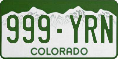 CO license plate 999YRN
