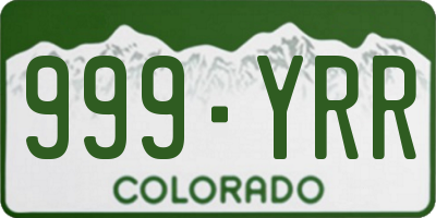 CO license plate 999YRR