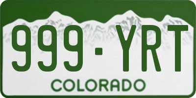 CO license plate 999YRT