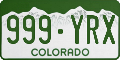 CO license plate 999YRX