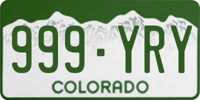 CO license plate 999YRY