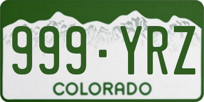 CO license plate 999YRZ