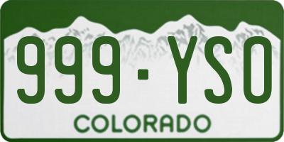CO license plate 999YSO