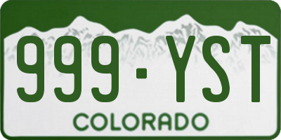 CO license plate 999YST