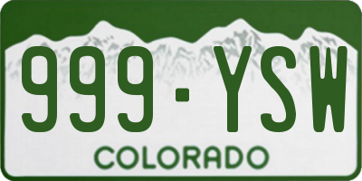 CO license plate 999YSW