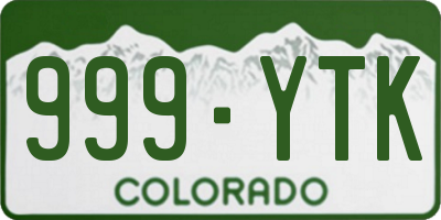CO license plate 999YTK
