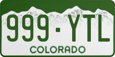 CO license plate 999YTL