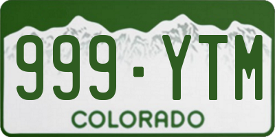 CO license plate 999YTM