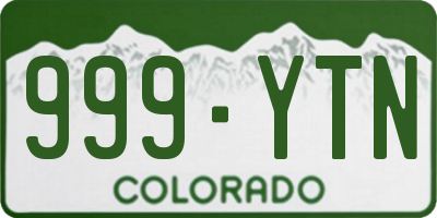 CO license plate 999YTN