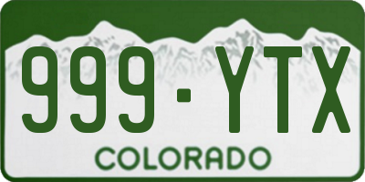 CO license plate 999YTX