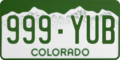 CO license plate 999YUB