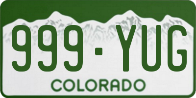 CO license plate 999YUG