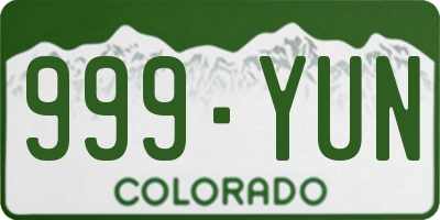 CO license plate 999YUN