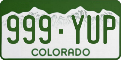 CO license plate 999YUP