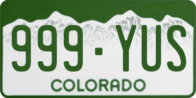 CO license plate 999YUS