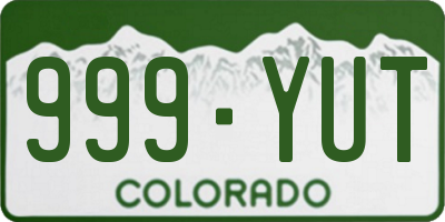 CO license plate 999YUT
