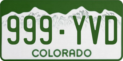 CO license plate 999YVD