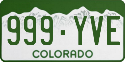 CO license plate 999YVE