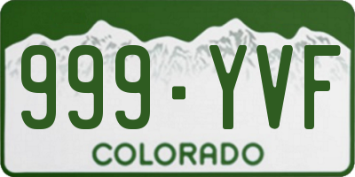 CO license plate 999YVF
