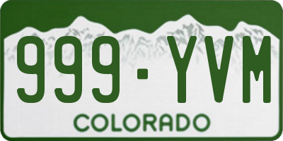 CO license plate 999YVM