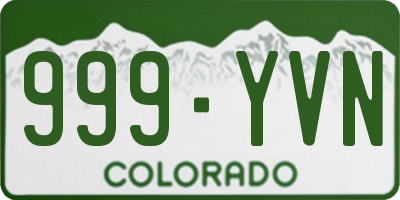 CO license plate 999YVN