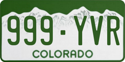 CO license plate 999YVR