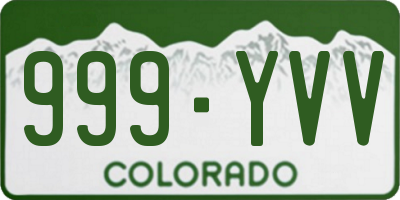 CO license plate 999YVV