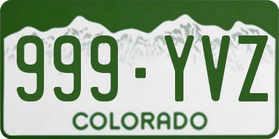 CO license plate 999YVZ
