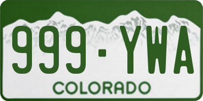 CO license plate 999YWA