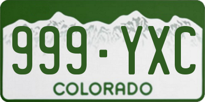 CO license plate 999YXC