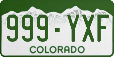 CO license plate 999YXF