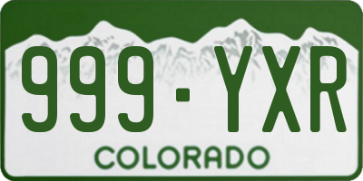CO license plate 999YXR
