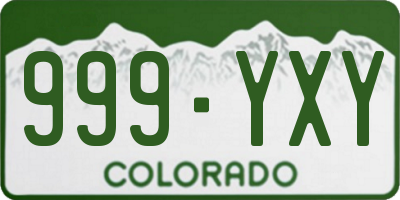 CO license plate 999YXY