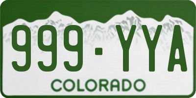 CO license plate 999YYA