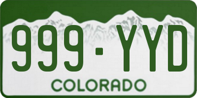 CO license plate 999YYD