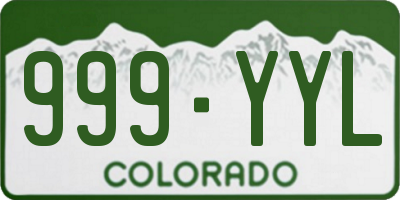 CO license plate 999YYL