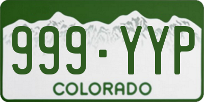 CO license plate 999YYP