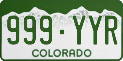 CO license plate 999YYR