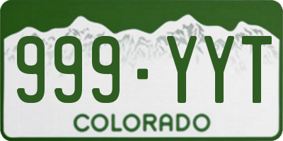 CO license plate 999YYT
