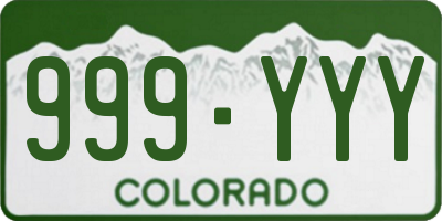 CO license plate 999YYY
